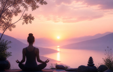 Calm woman practicing 5-minute morning mindfulness meditation in soft natural light to reduce anxiety